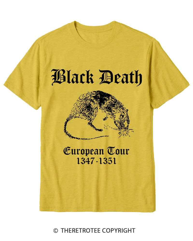 TheRetroTee Black Death European Tour Gothic Horror Cotton T-Shirt