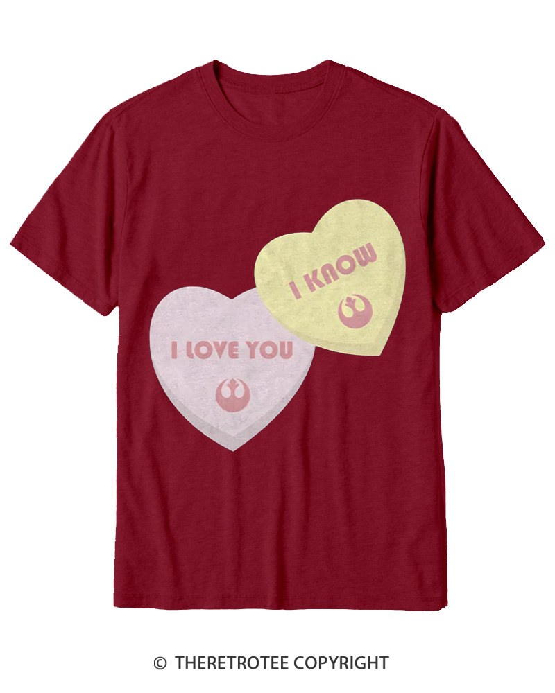 TheRetroTee I Love You I Know Candy Hearts 1980s Cotton T-Shirt
