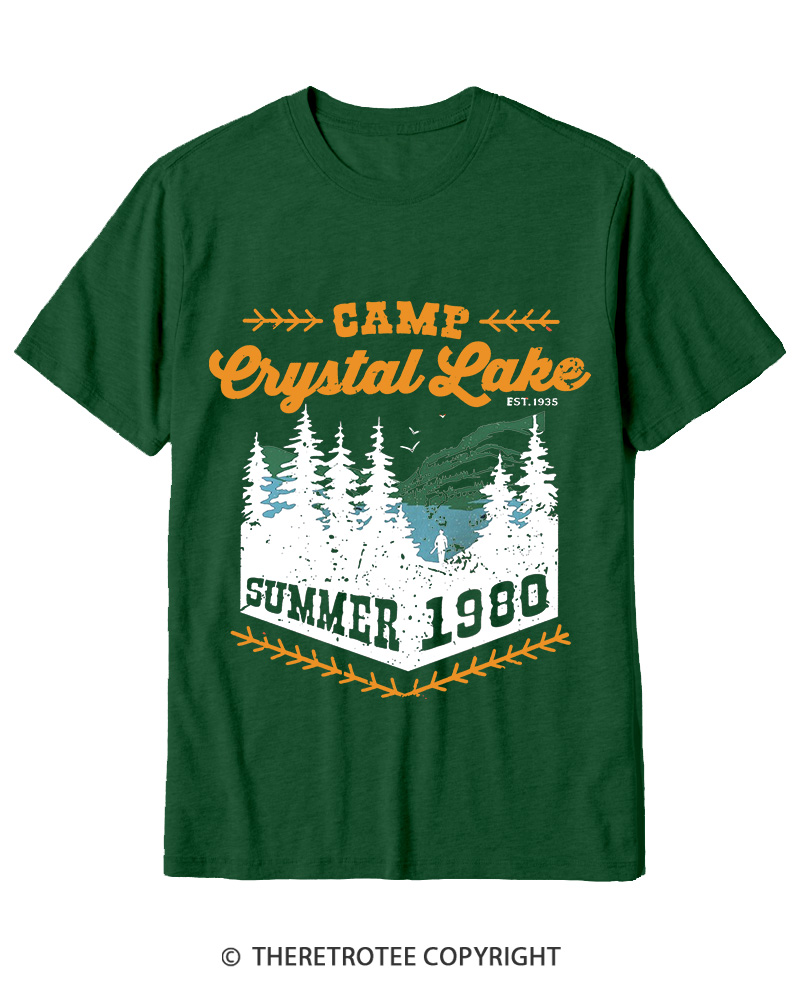 TheRetroTee 1980s Crystal Lake Camp Inspired Horror Cotton T-Shirt