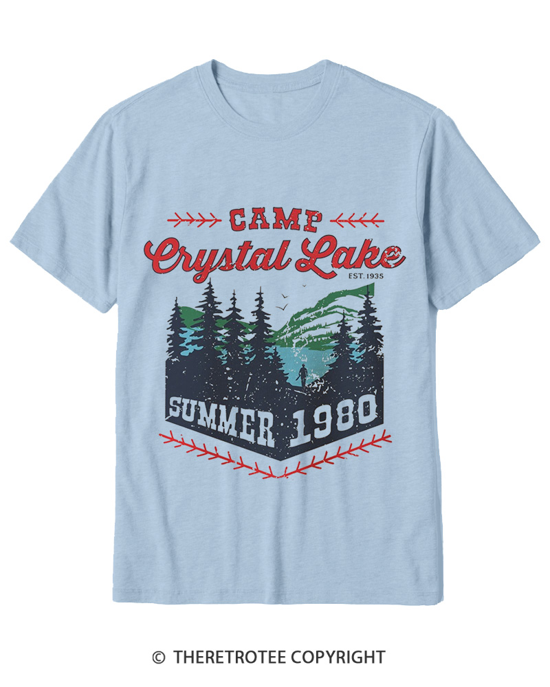TheRetroTee 1980s Crystal Lake Camp Inspired Horror Cotton T-Shirt