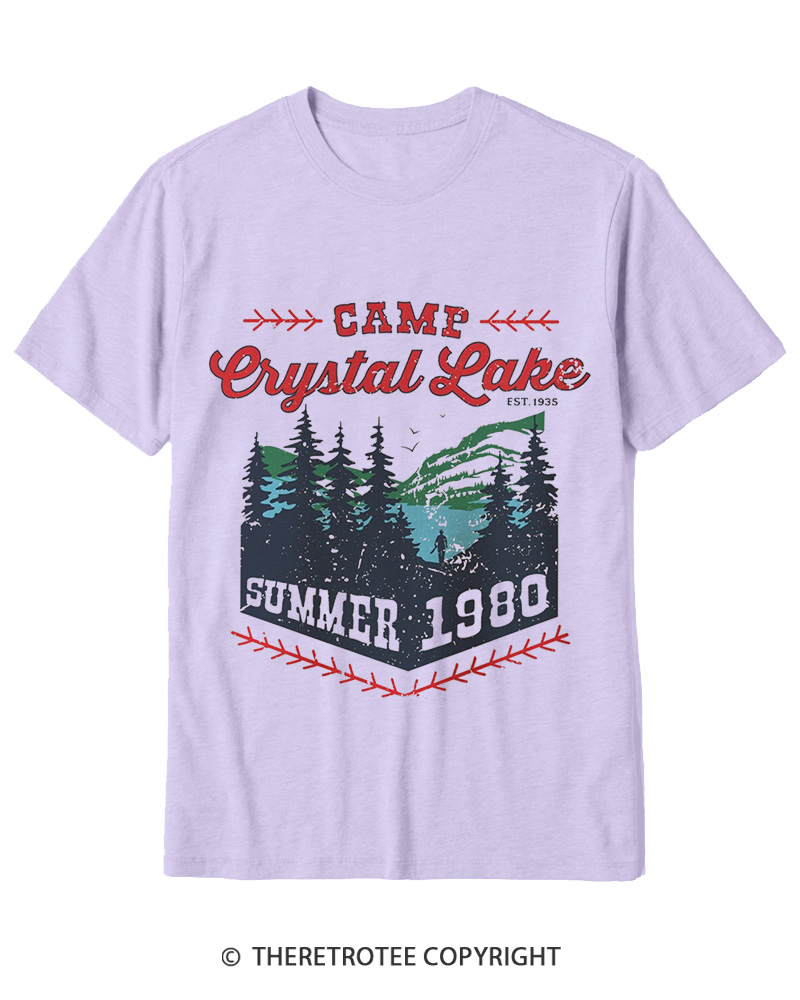 TheRetroTee 1980s Crystal Lake Camp Inspired Horror Cotton T-Shirt