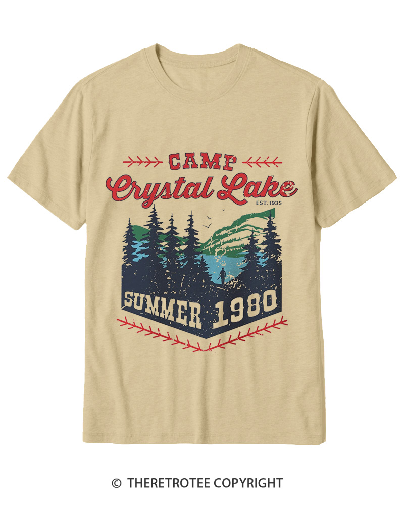 TheRetroTee 1980s Crystal Lake Camp Inspired Horror Cotton T-Shirt