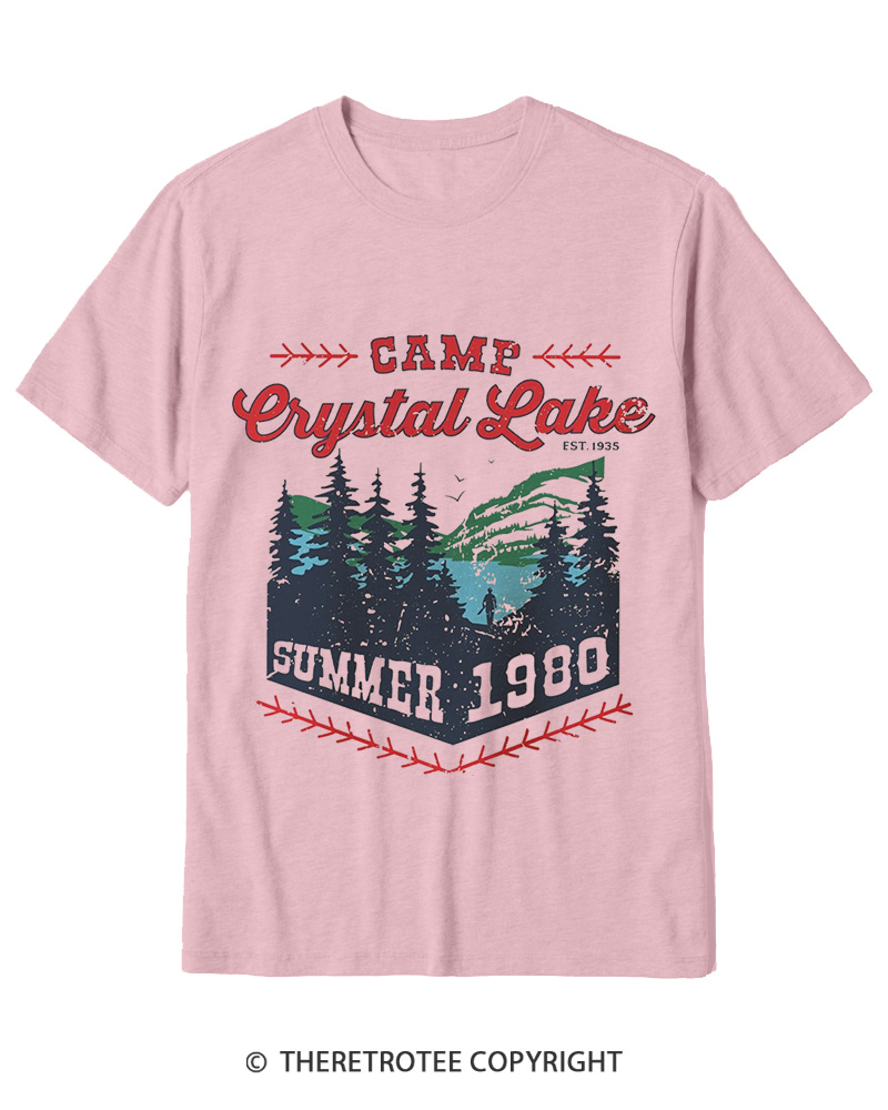 TheRetroTee 1980s Crystal Lake Camp Inspired Horror Cotton T-Shirt
