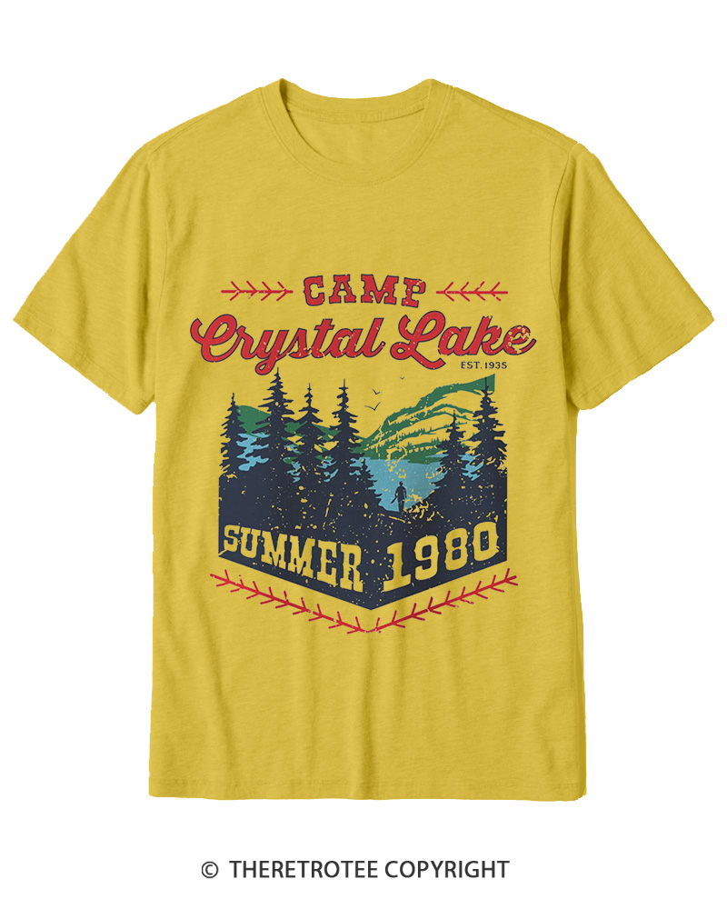 TheRetroTee 1980s Crystal Lake Camp Inspired Horror Cotton T-Shirt