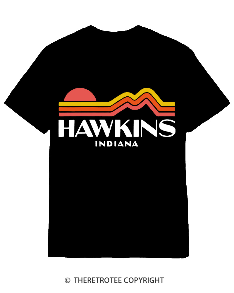 TheRetroTee Retro Hawkins Indiana 1980s Cotton T-Shirt