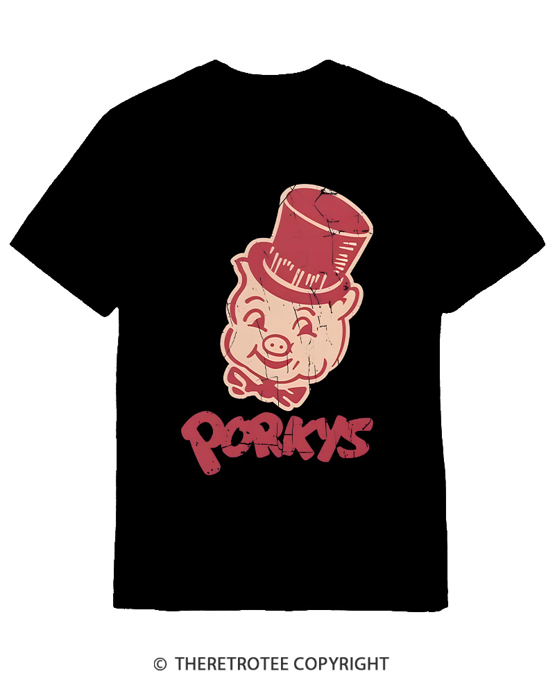 TheRetroTee Classic Whimsical Pig 1950s Cotton T-Shirt