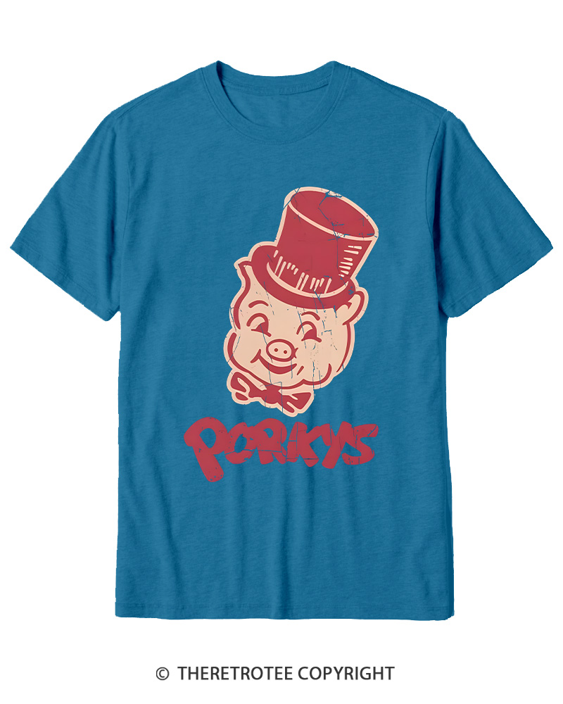 TheRetroTee Classic Whimsical Pig 1950s Cotton T-Shirt