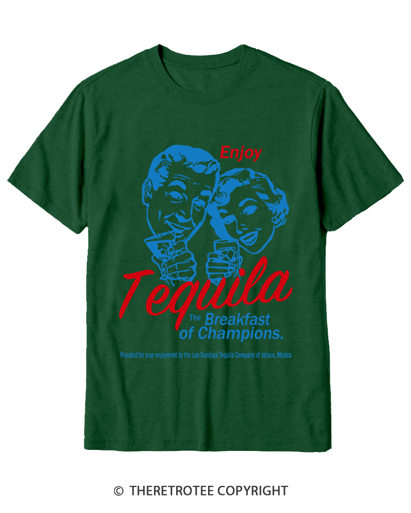 TheRetroTee Enjoy Tequila The Breakfast Of Champions 1950s Cotton T-Shirt