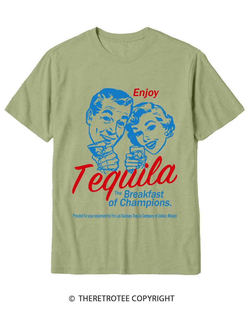 TheRetroTee Enjoy Tequila The Breakfast Of Champions 1950s Cotton T-Shirt