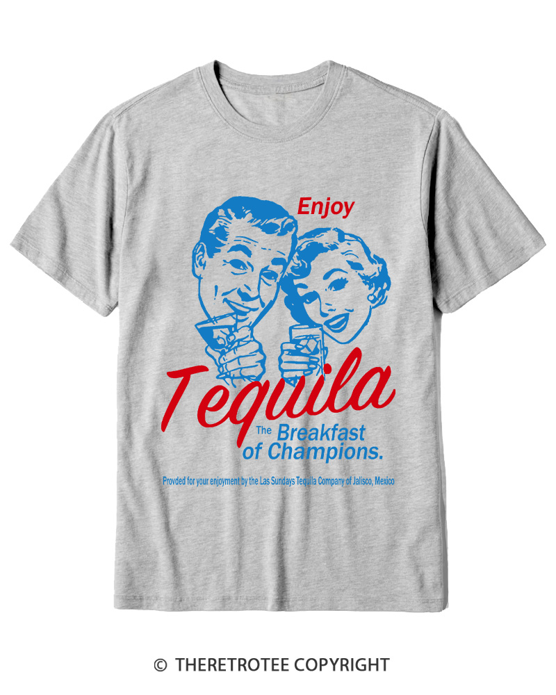 TheRetroTee Enjoy Tequila The Breakfast Of Champions 1950s Cotton T-Shirt