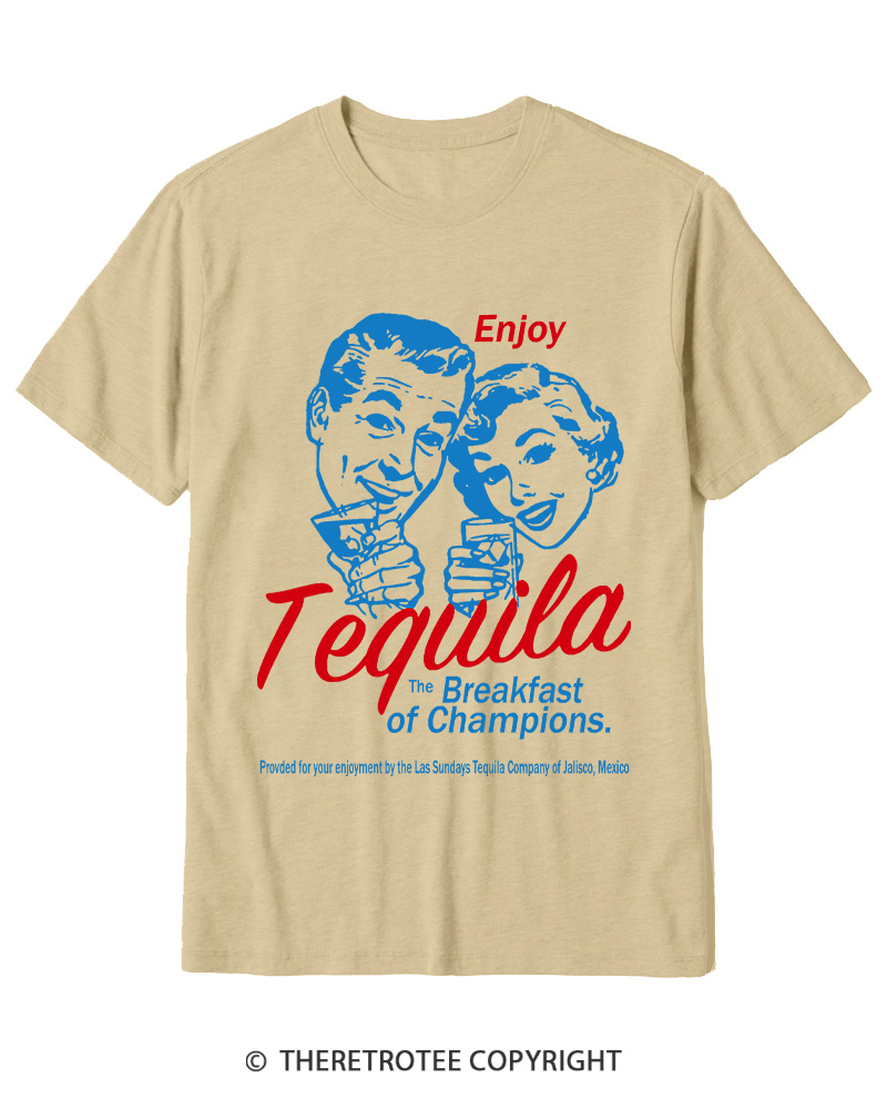 TheRetroTee Enjoy Tequila The Breakfast Of Champions 1950s Cotton T-Shirt