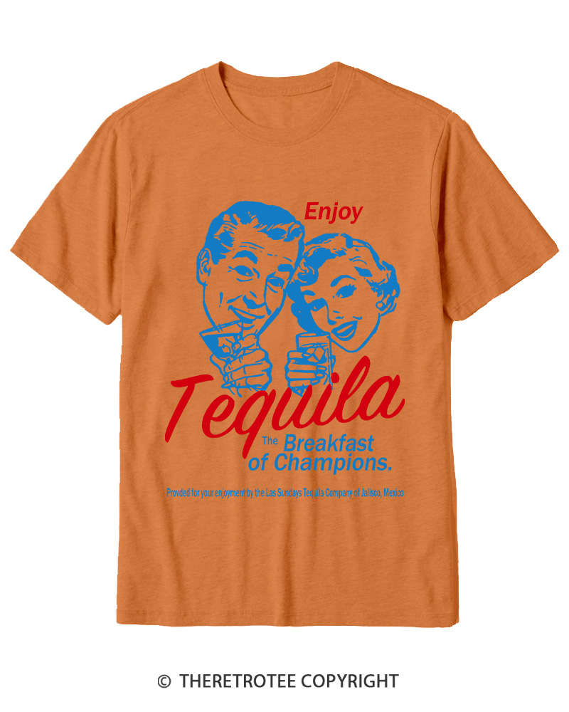TheRetroTee Enjoy Tequila The Breakfast Of Champions 1950s Cotton T-Shirt