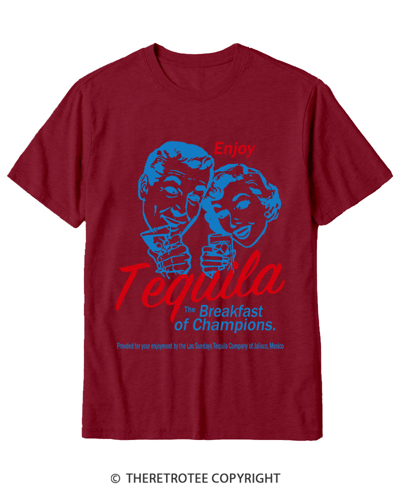 TheRetroTee Enjoy Tequila The Breakfast Of Champions 1950s Cotton T-Shirt