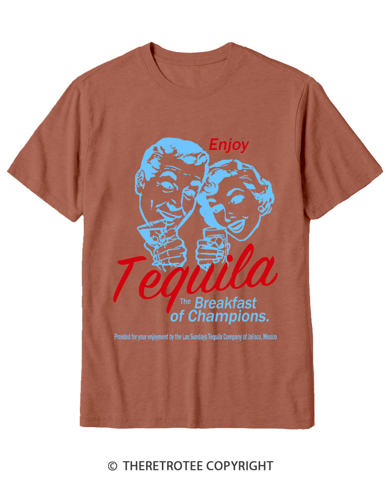 TheRetroTee Enjoy Tequila The Breakfast Of Champions 1950s Cotton T-Shirt