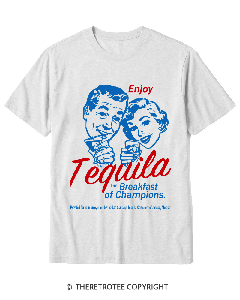 TheRetroTee Enjoy Tequila The Breakfast Of Champions 1950s Cotton T-Shirt