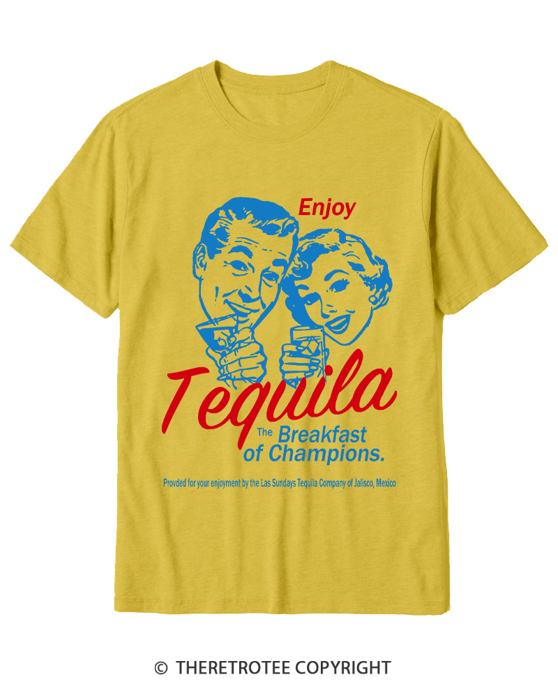 TheRetroTee Enjoy Tequila The Breakfast Of Champions 1950s Cotton T-Shirt