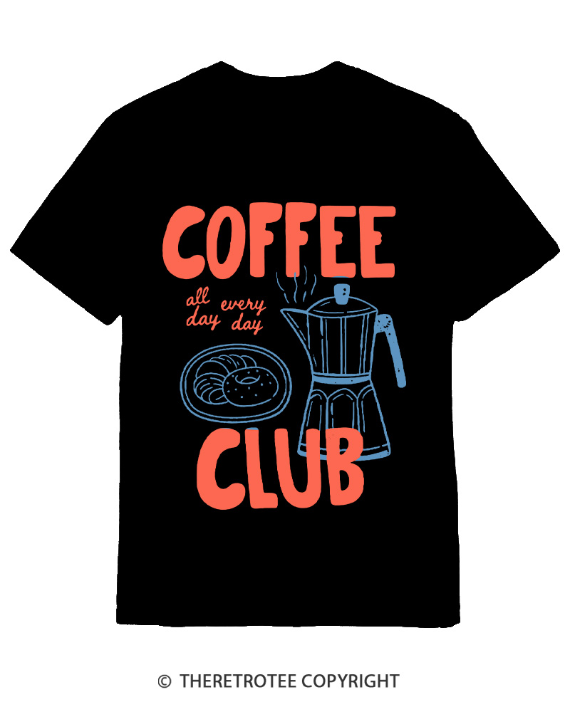 TheRetroTee Coffee Club 1960s Cotton T-Shirt