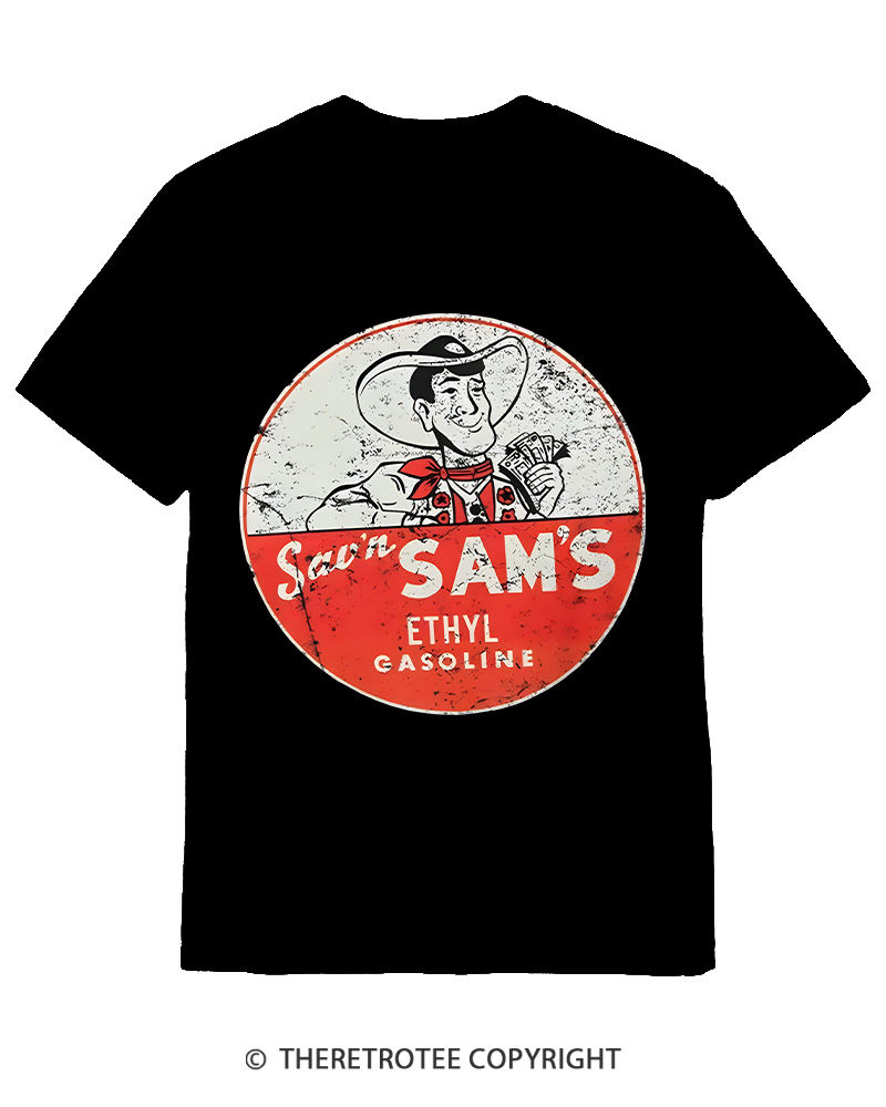 TheRetroTee Sav'n Sam's Service Stations 1950s Cotton T-Shirt