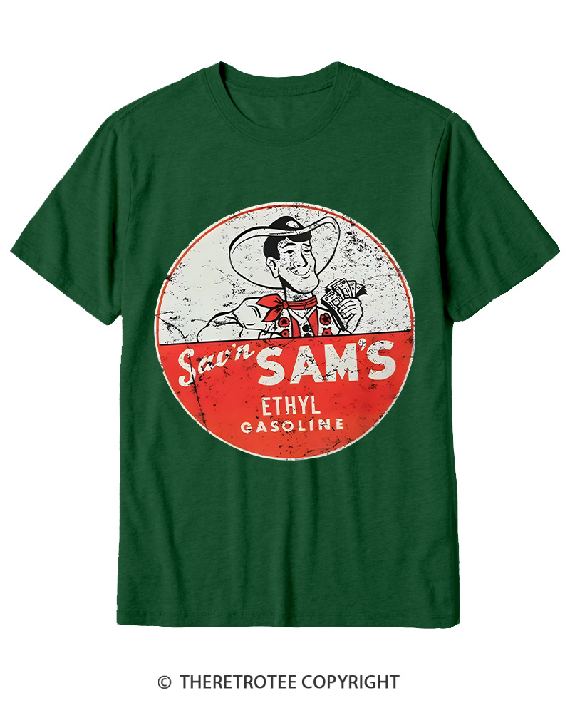 TheRetroTee Sav'n Sam's Service Stations 1950s Cotton T-Shirt