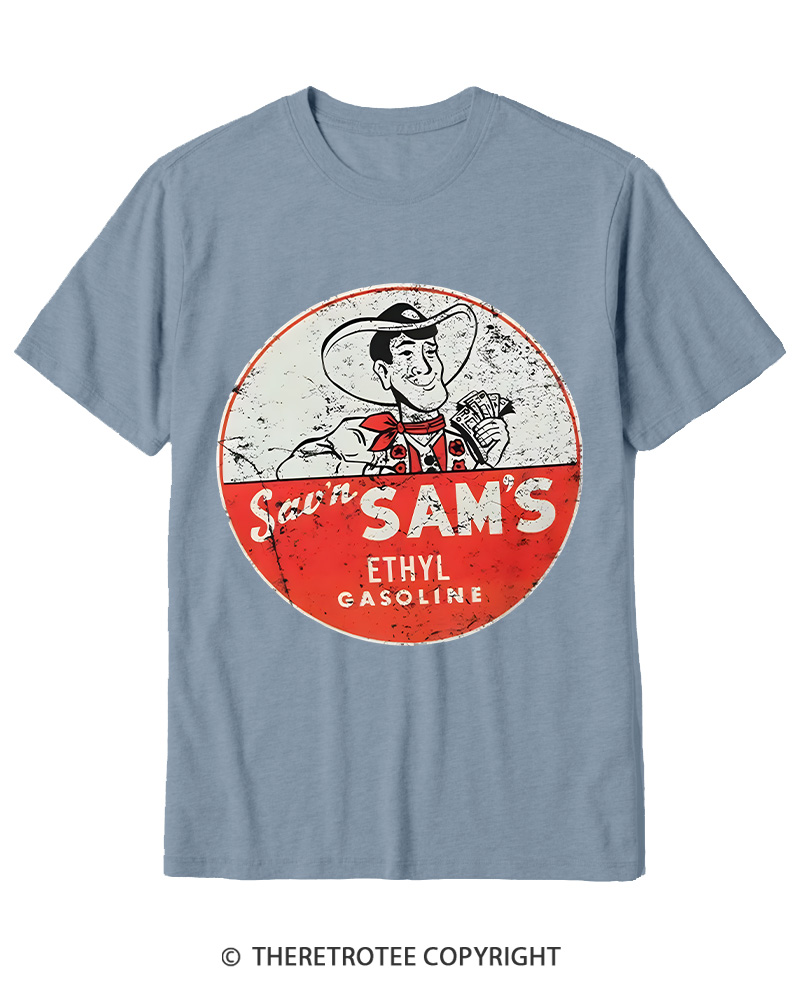 TheRetroTee Sav'n Sam's Service Stations 1950s Cotton T-Shirt