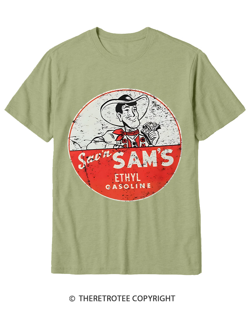 TheRetroTee Sav'n Sam's Service Stations 1950s Cotton T-Shirt