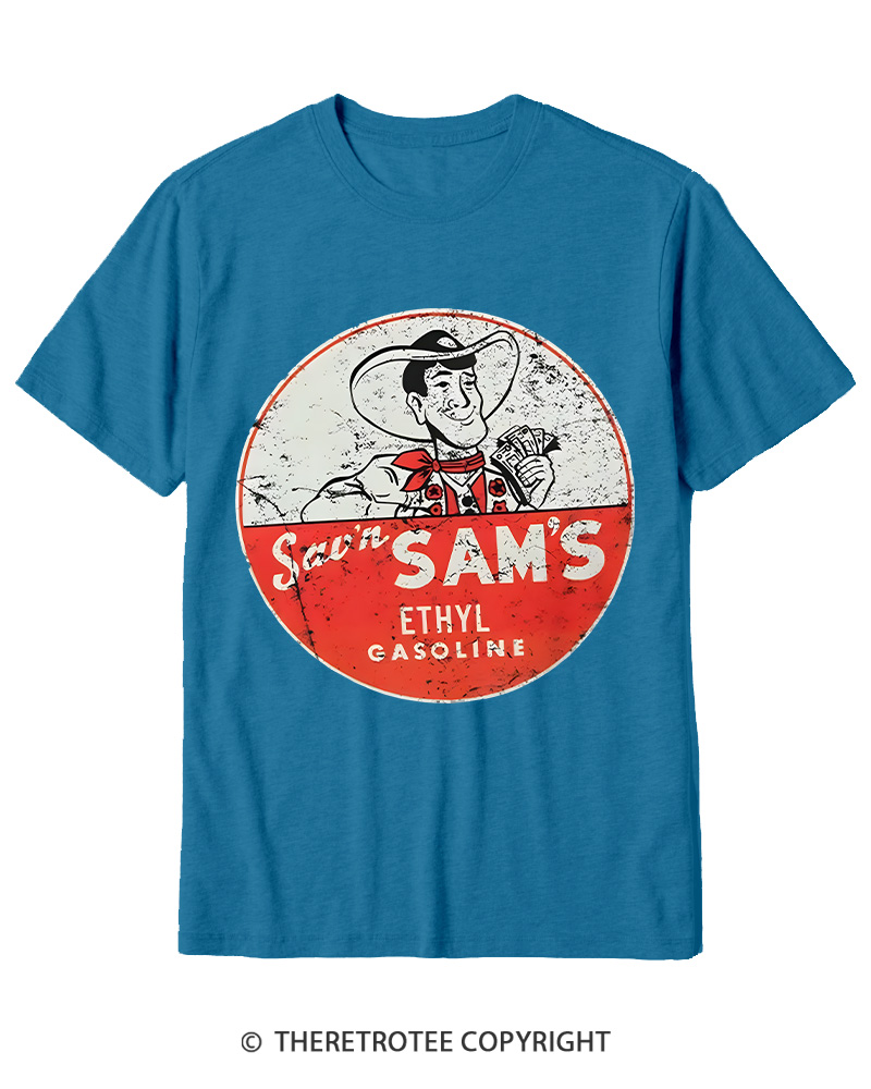 TheRetroTee Sav'n Sam's Service Stations 1950s Cotton T-Shirt