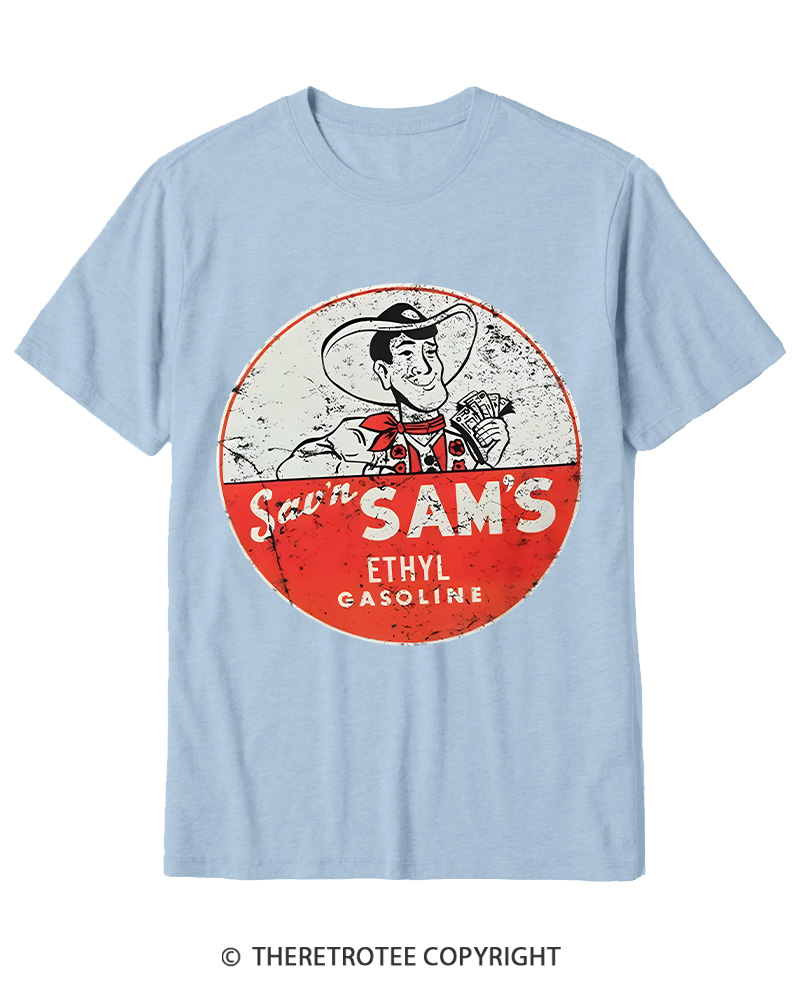 TheRetroTee Sav'n Sam's Service Stations 1950s Cotton T-Shirt