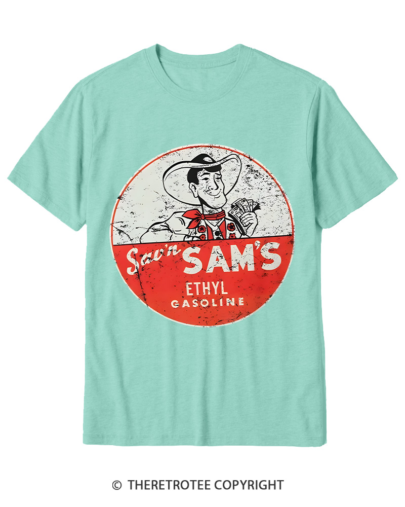 TheRetroTee Sav'n Sam's Service Stations 1950s Cotton T-Shirt