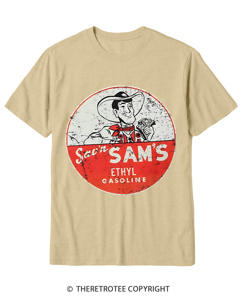 TheRetroTee Sav'n Sam's Service Stations 1950s Cotton T-Shirt