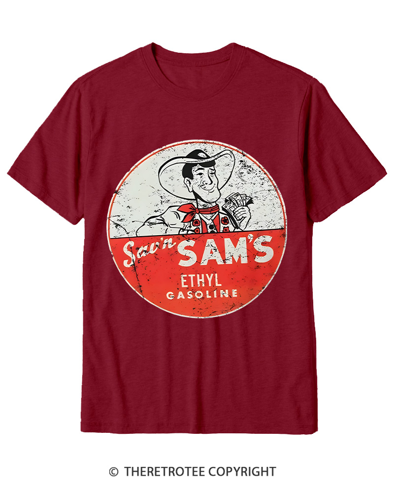 TheRetroTee Sav'n Sam's Service Stations 1950s Cotton T-Shirt