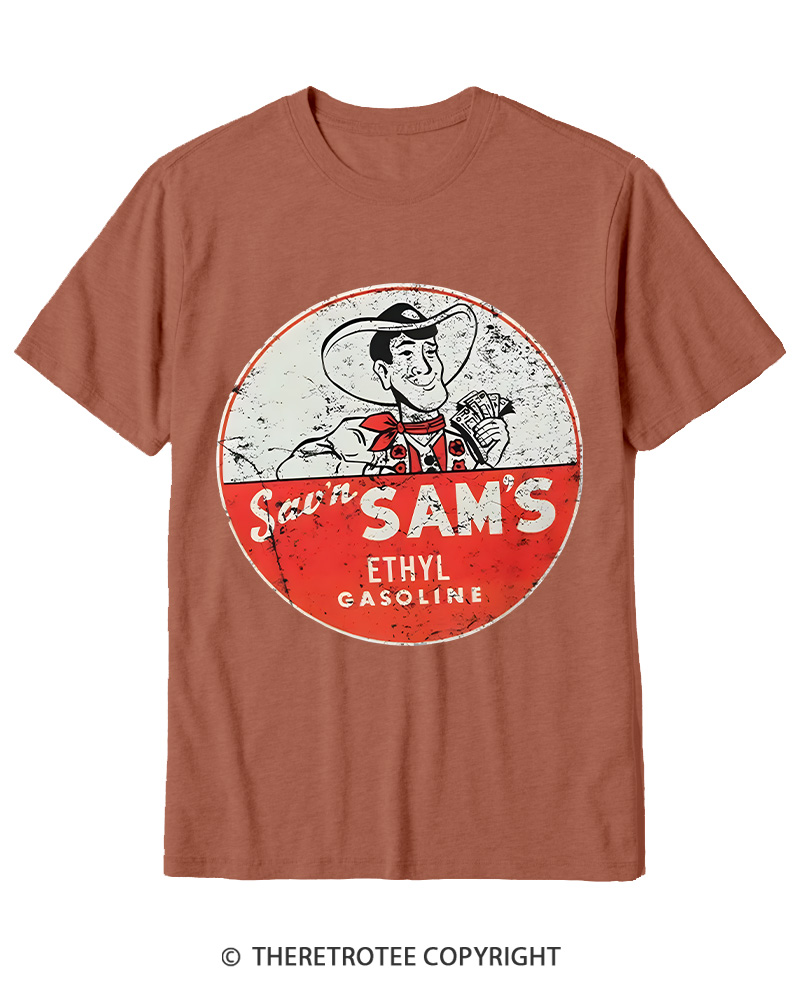 TheRetroTee Sav'n Sam's Service Stations 1950s Cotton T-Shirt