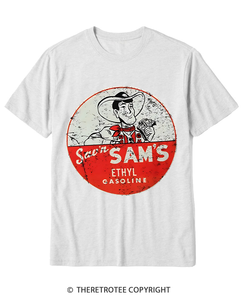 TheRetroTee Sav'n Sam's Service Stations 1950s Cotton T-Shirt