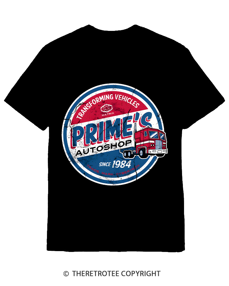 TheRetroTee Prime’s Autoshop 1980s Cotton T-Shirt