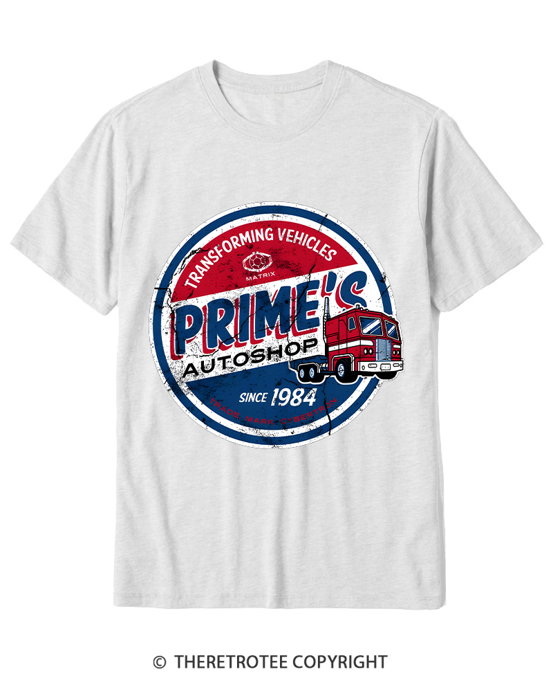 TheRetroTee Prime’s Autoshop 1980s Cotton T-Shirt
