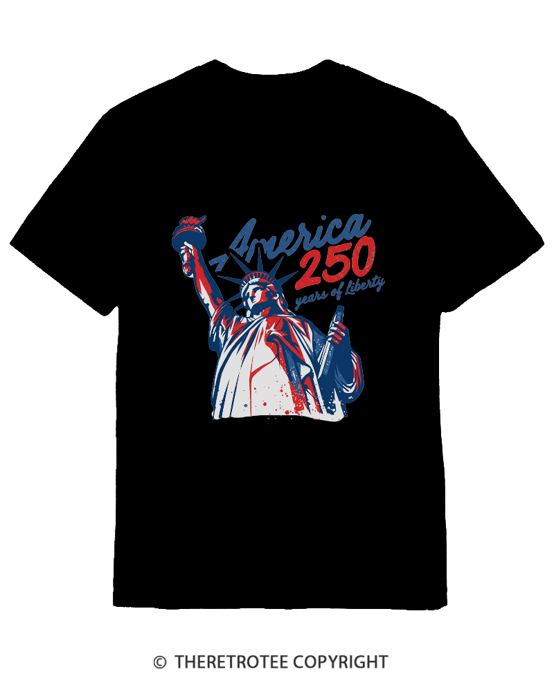 TheRetroTee 250 Years Of Liberty Retro 1776 Cotton T-Shirt