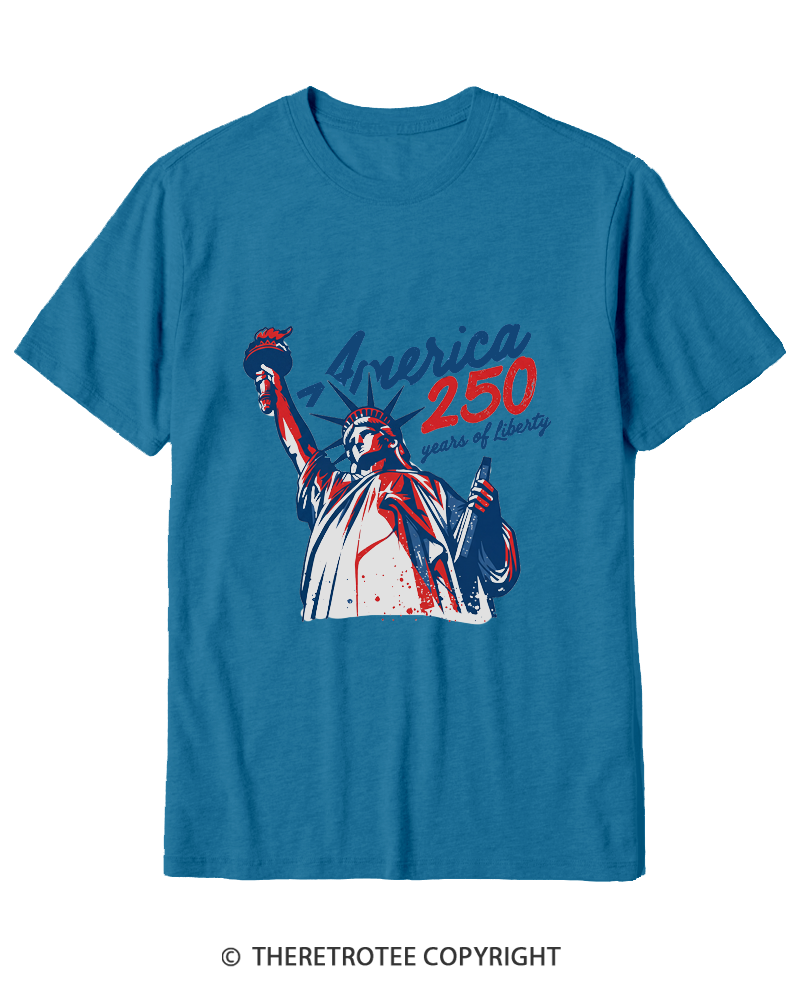 TheRetroTee 250 Years Of Liberty Retro 1776 Cotton T-Shirt