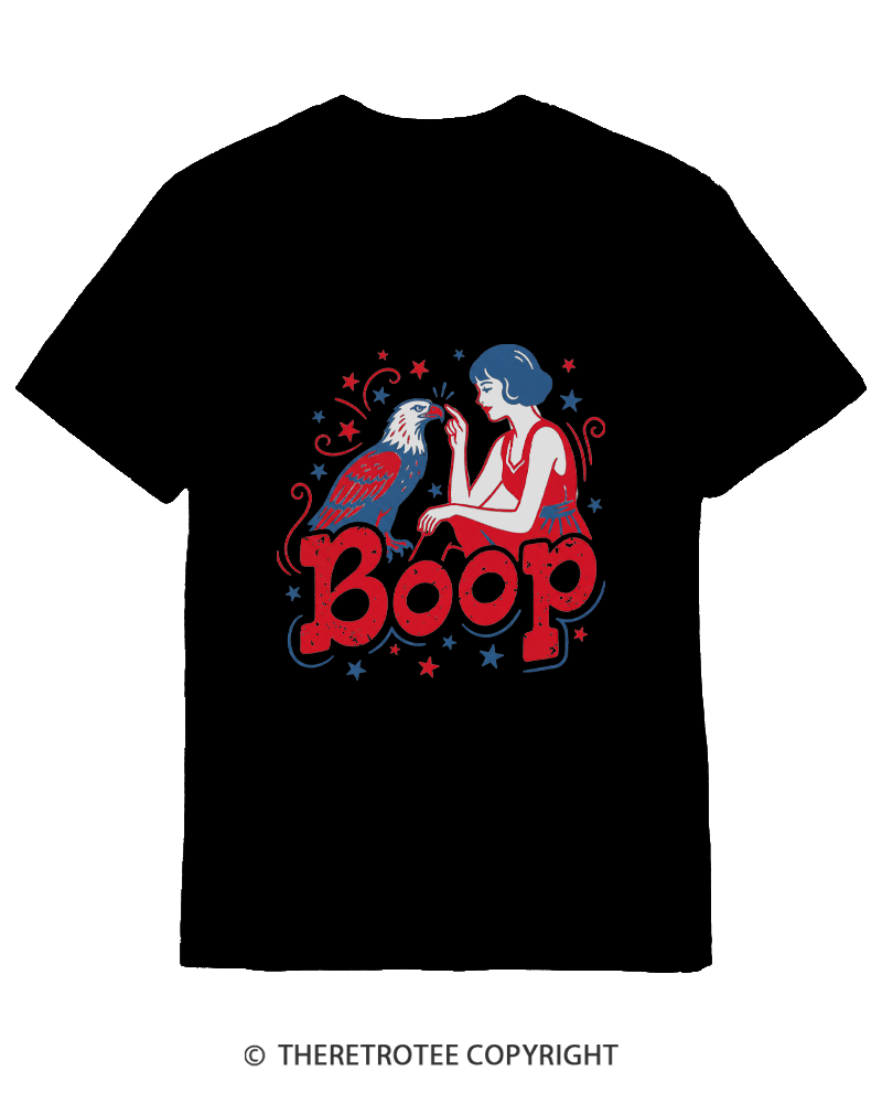 TheRetroTee Boop Eagle Funny Patriotic 1776 Cotton T-Shirt