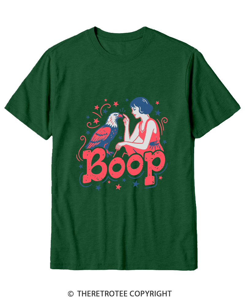 TheRetroTee Boop Eagle Funny Patriotic 1776 Cotton T-Shirt