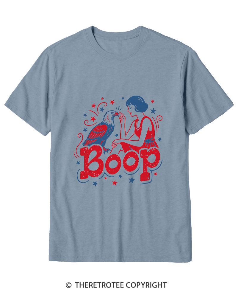 TheRetroTee Boop Eagle Funny Patriotic 1776 Cotton T-Shirt