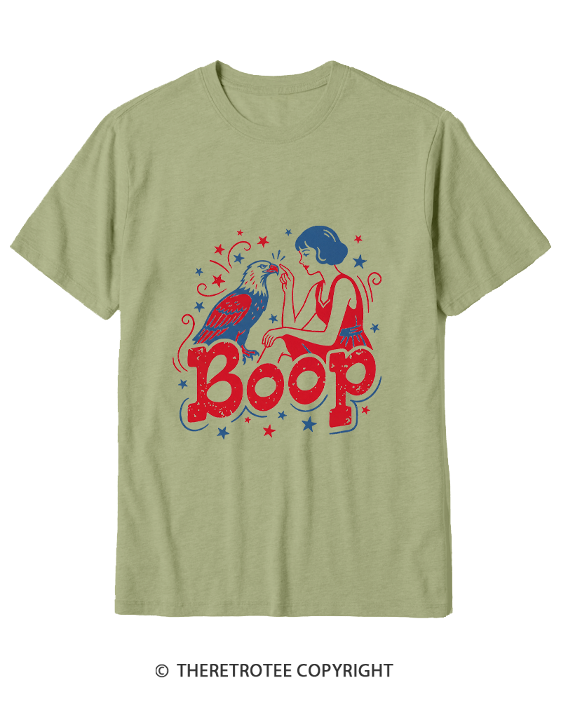 TheRetroTee Boop Eagle Funny Patriotic 1776 Cotton T-Shirt