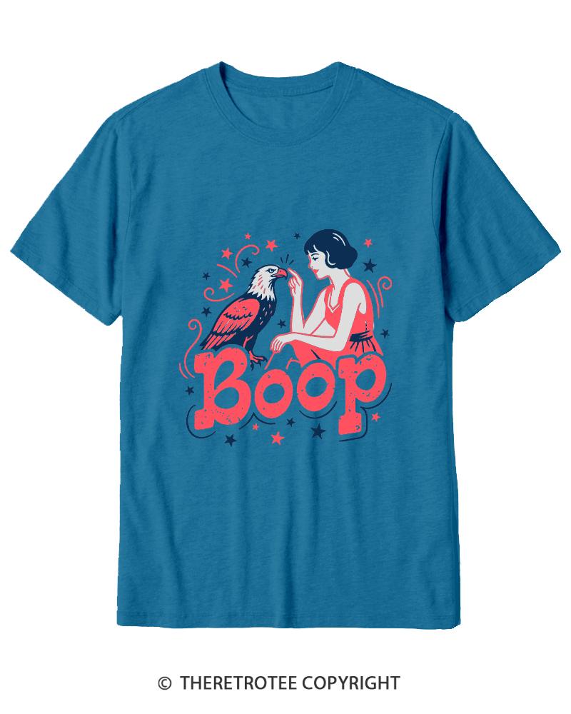 TheRetroTee Boop Eagle Funny Patriotic 1776 Cotton T-Shirt
