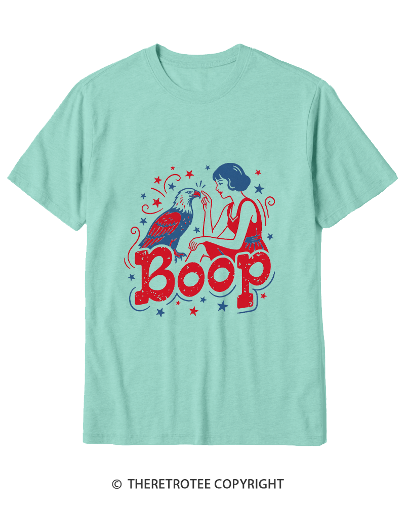 TheRetroTee Boop Eagle Funny Patriotic 1776 Cotton T-Shirt