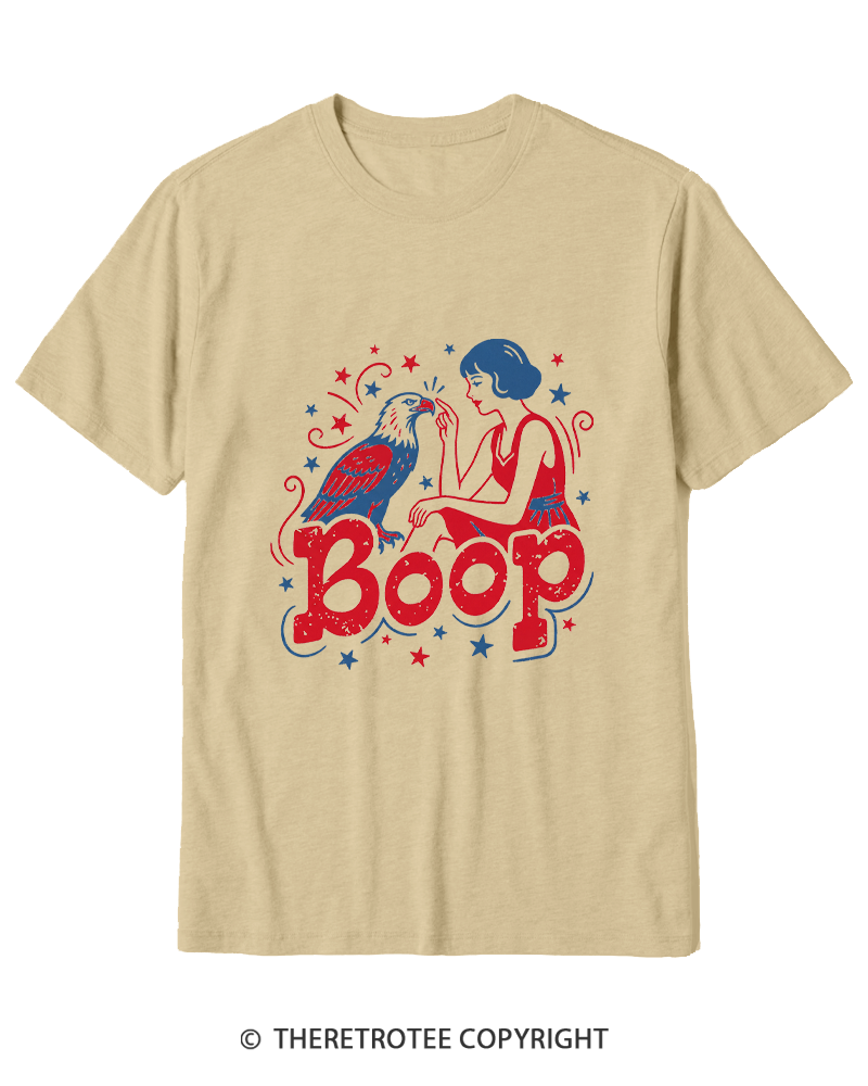 TheRetroTee Boop Eagle Funny Patriotic 1776 Cotton T-Shirt
