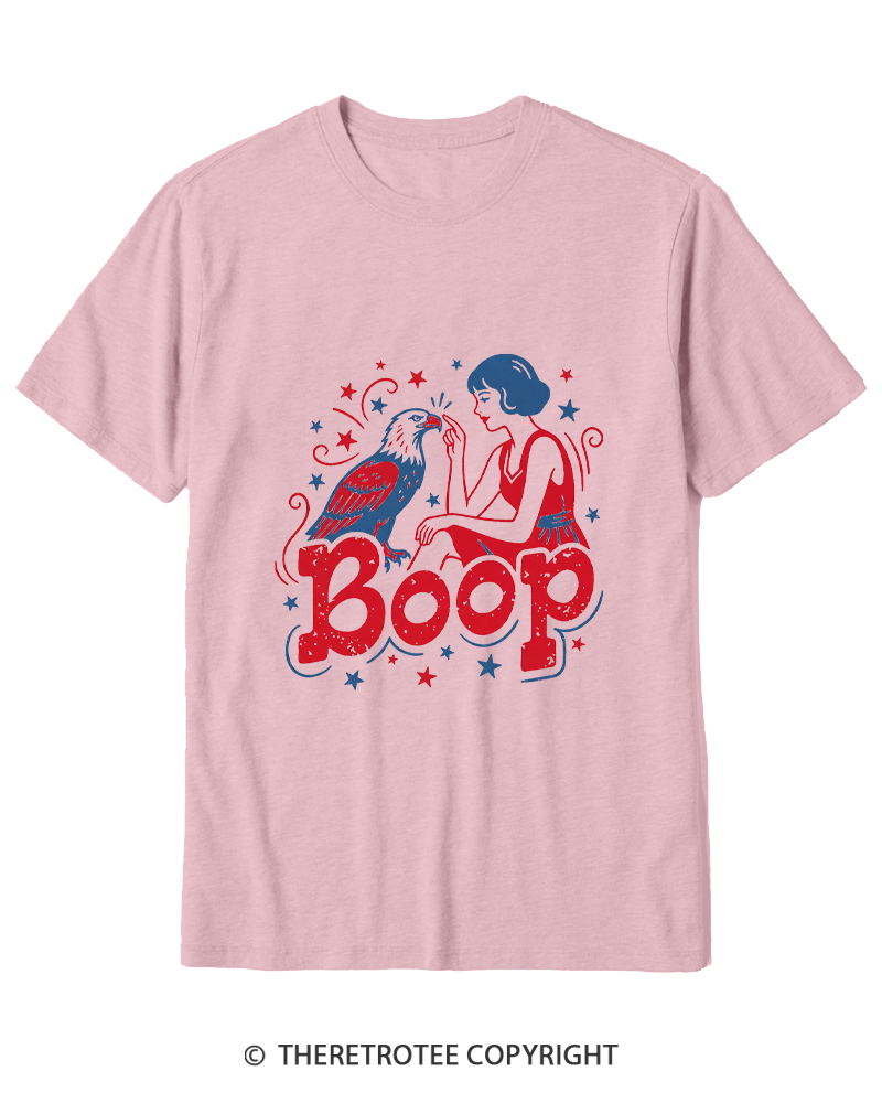 TheRetroTee Boop Eagle Funny Patriotic 1776 Cotton T-Shirt