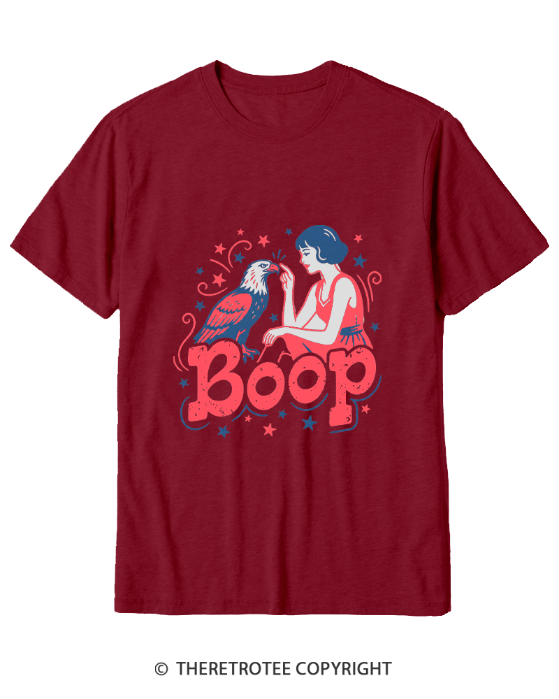 TheRetroTee Boop Eagle Funny Patriotic 1776 Cotton T-Shirt