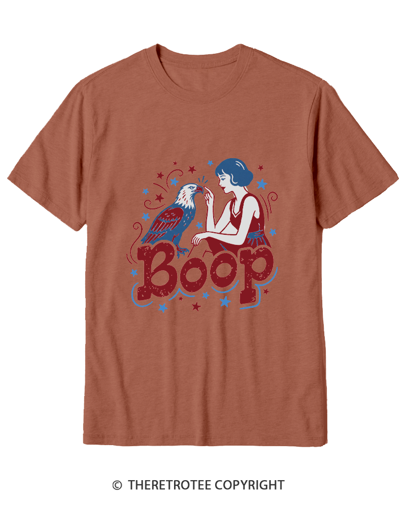 TheRetroTee Boop Eagle Funny Patriotic 1776 Cotton T-Shirt