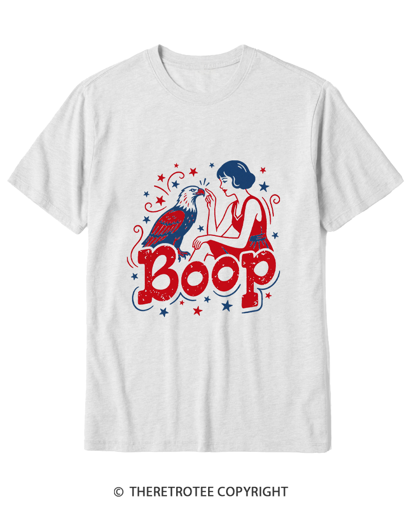TheRetroTee Boop Eagle Funny Patriotic 1776 Cotton T-Shirt