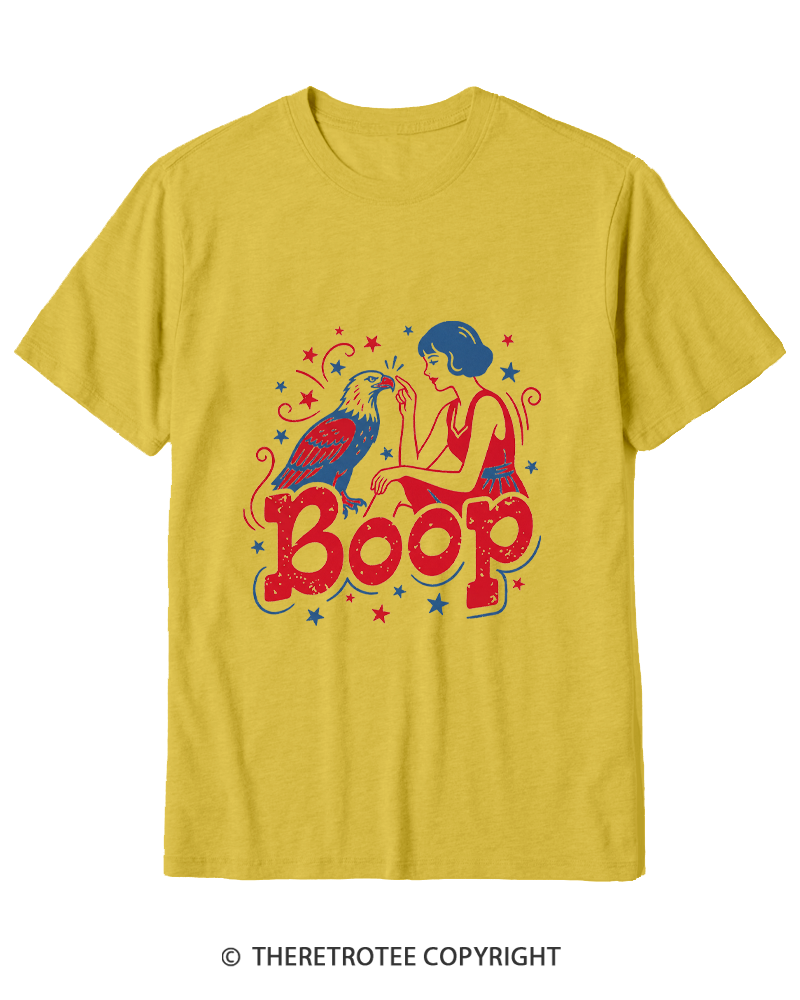 TheRetroTee Boop Eagle Funny Patriotic 1776 Cotton T-Shirt