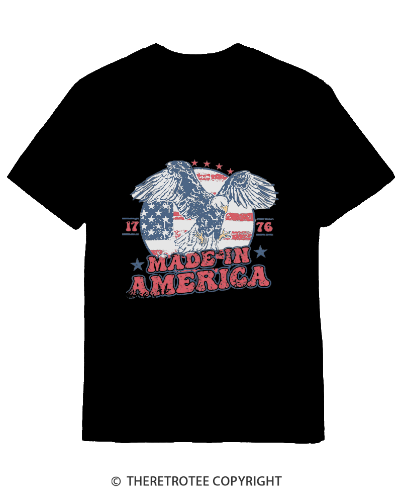 TheRetroTee Made In America Flag 1776 Cotton T-Shirt