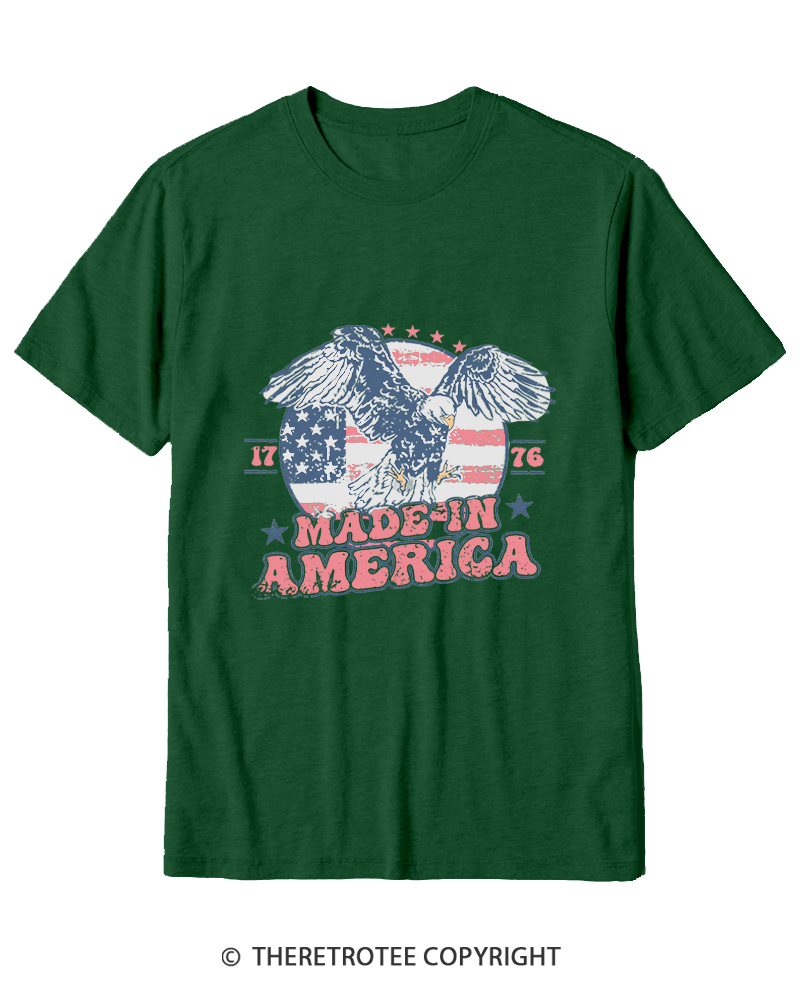 TheRetroTee Made In America Flag 1776 Cotton T-Shirt
